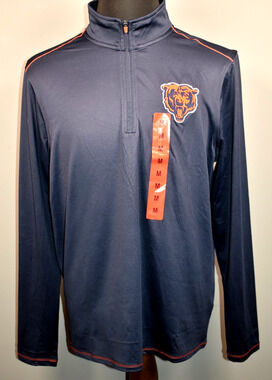 Mens NFL Antigua Apparel Chicago Bears Navy Orange 1/4 Zip Medium Pullover NEW